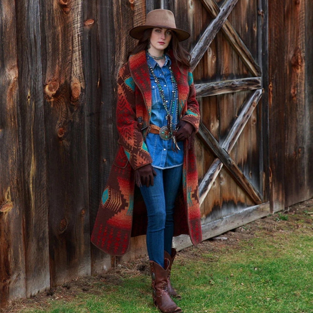 Tasha Polizzi Women's Southwestern Print Sherpa Blanket Borderline Coat Size S